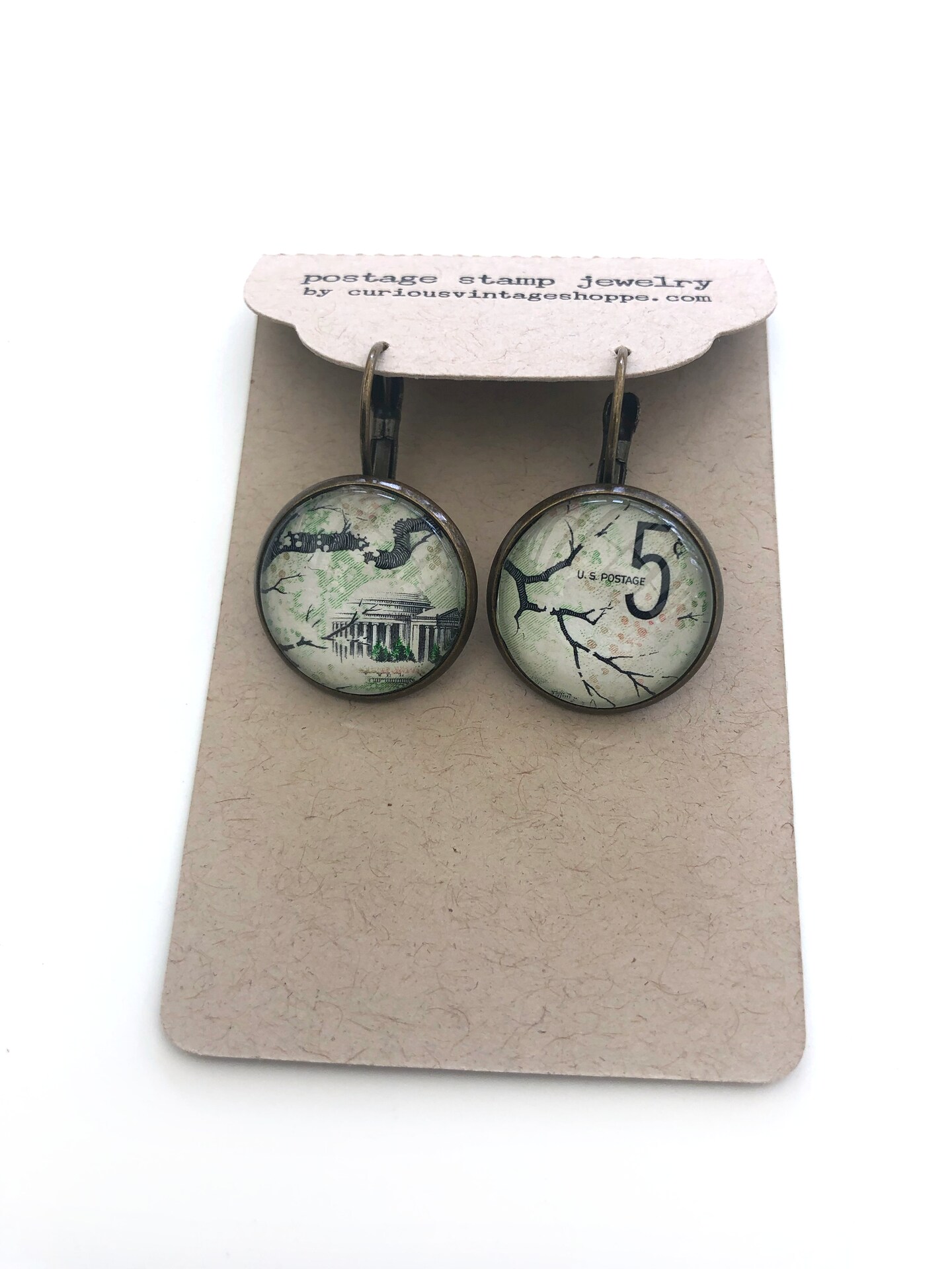 1966 United States Stamp - "Plant for a More Beautiful America" Cherry Blossom - Postage Stamp Earrings product 3