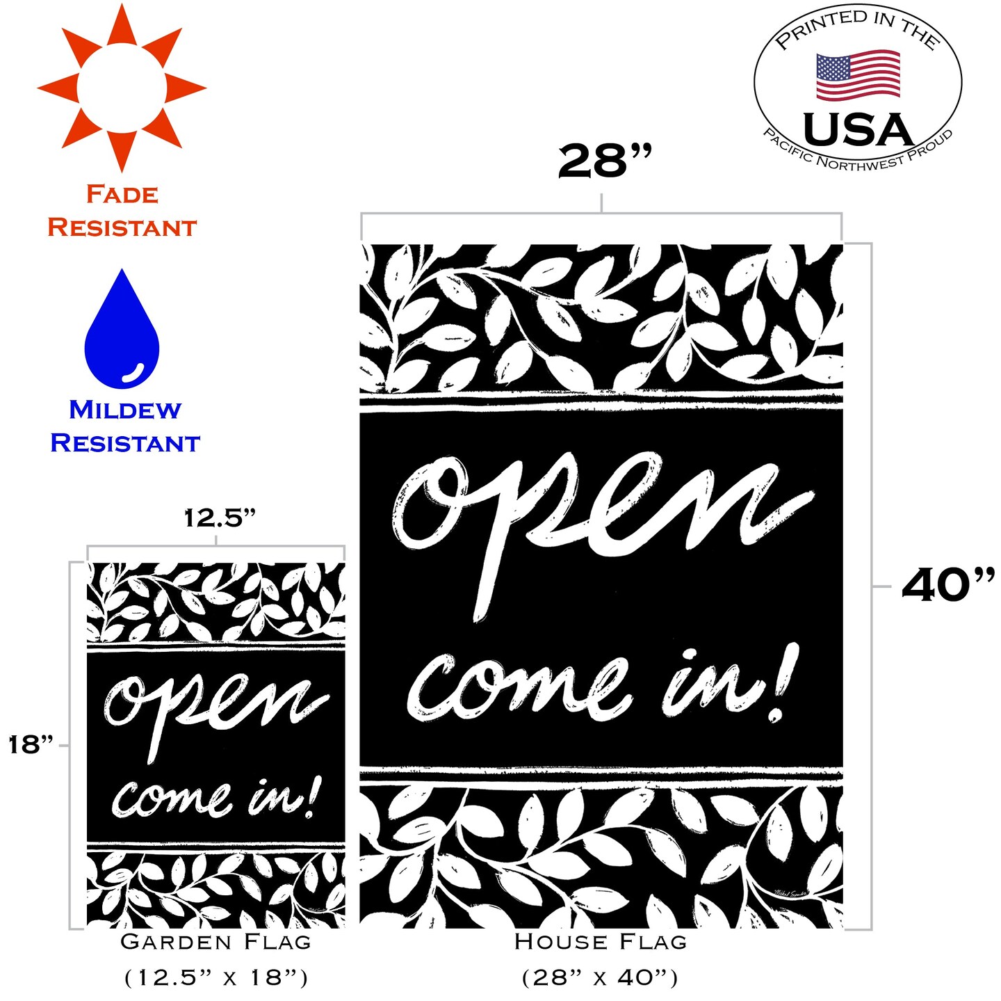 Chalkboard Open Decorative Open Flag