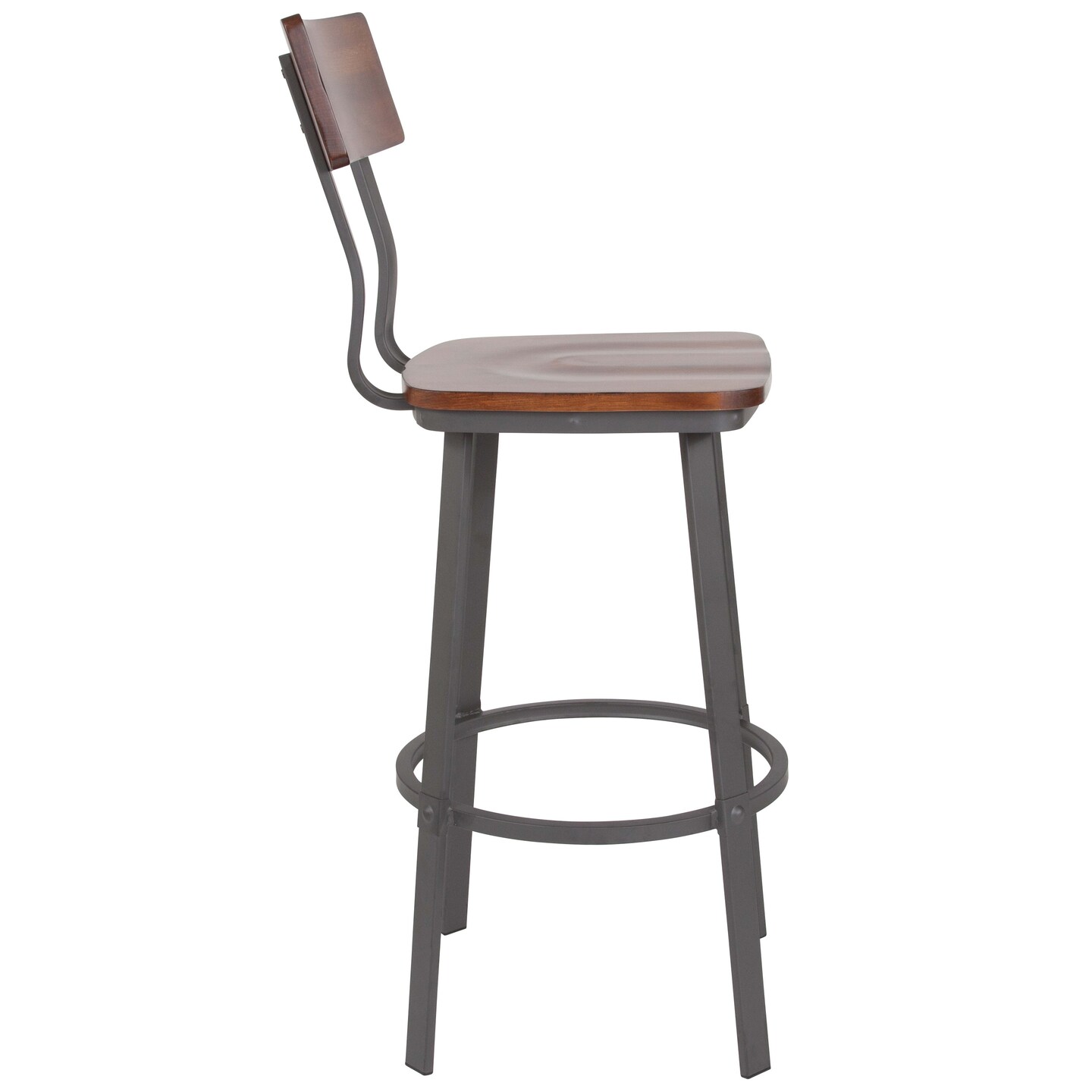 Emma and Oliver Restaurant Barstool with Wood Seat &#x26; Back and Powder Coat Frame