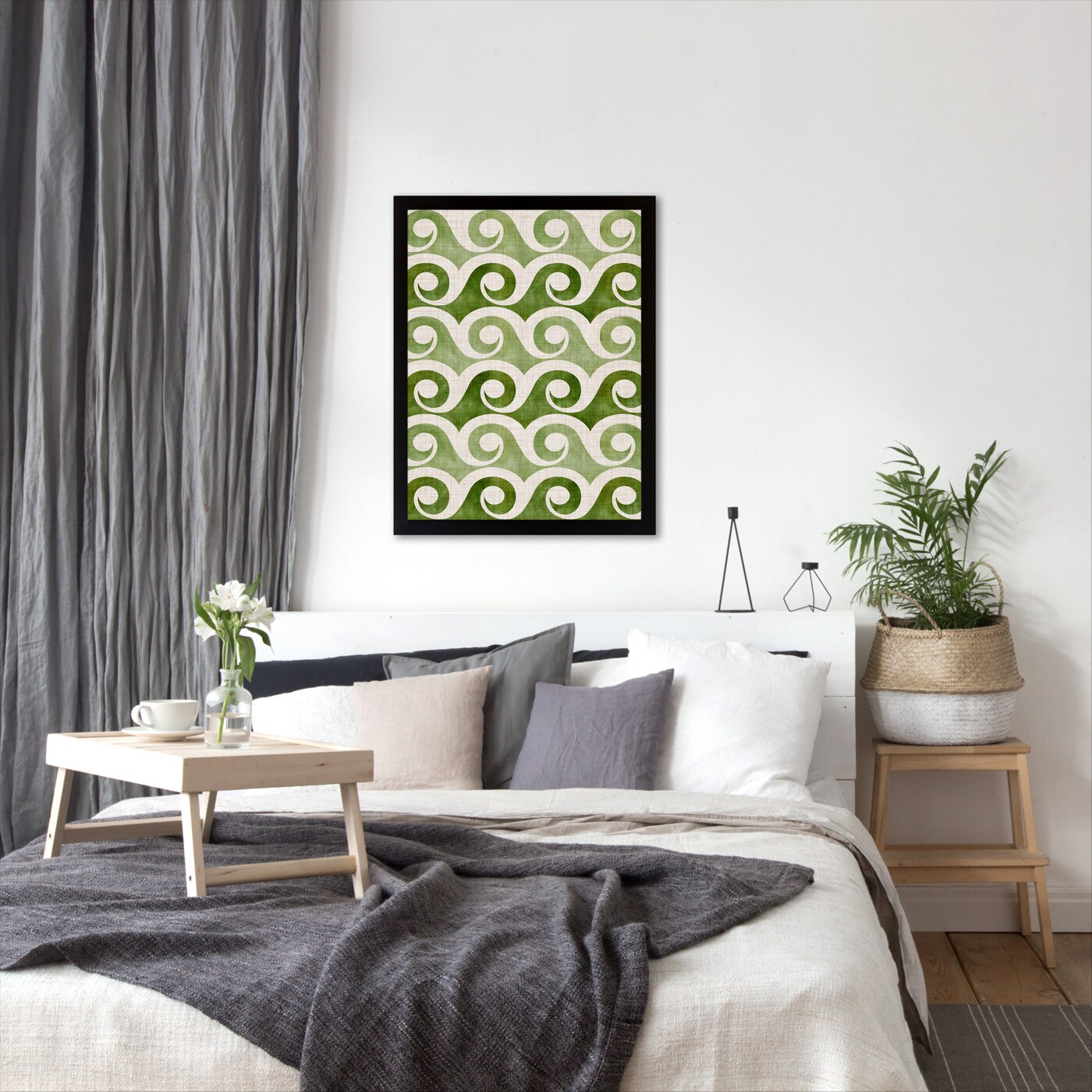 Retro Waves In Green by Modern Tropical Frame  - Americanflat