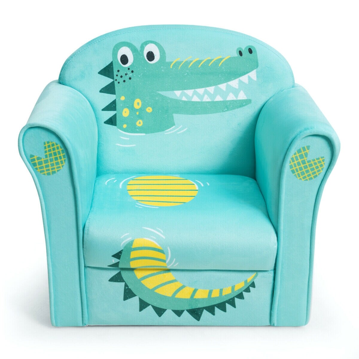 Kids Armrest Upholstered Sofa Chair with Cute Patterns with Wide Backrest