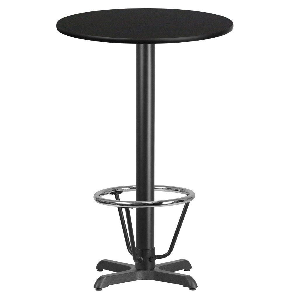 Emma and Oliver 24" Round Laminate Bar Table with 22"x22" Foot Ring Base