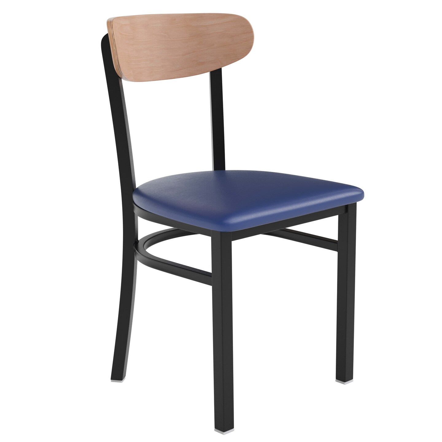 Emma and Oliver Yara Industrial Dining Chair with Rolled Steel Frame and Solid Wood Seat - 500 lbs. Static Weight Capacity