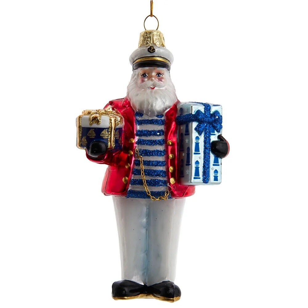 KSA Pack of 6 Red and Blue Nautical Santa Christmas Ornaments 6&#x22;