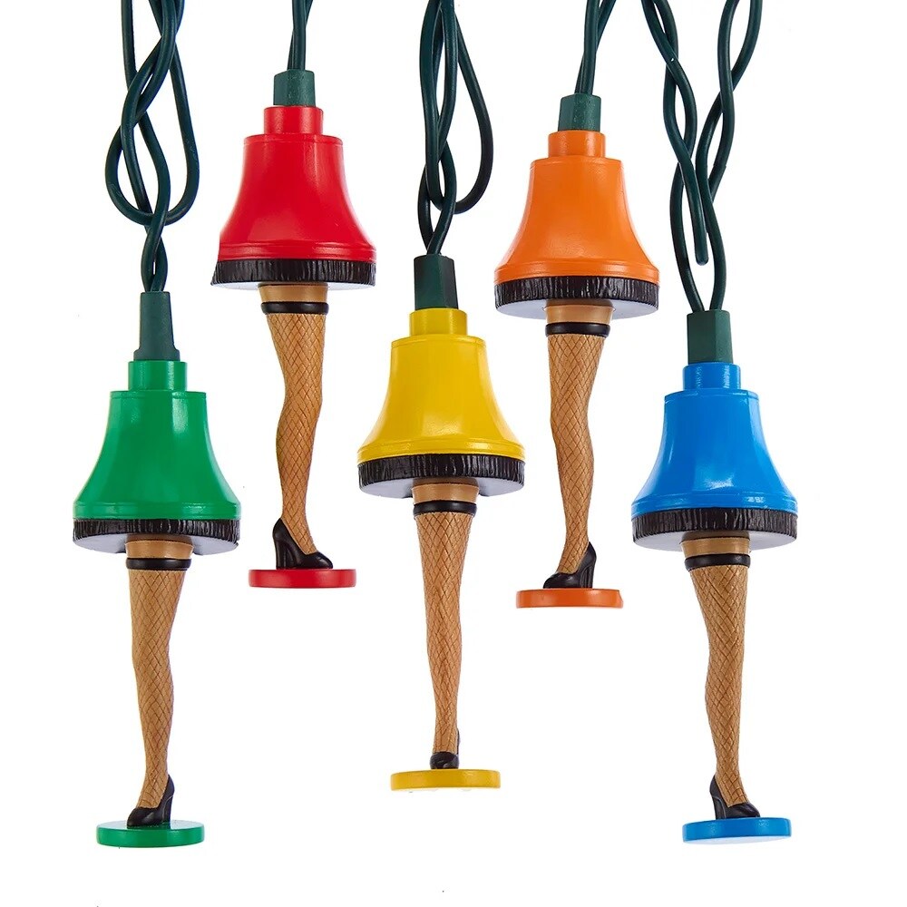 KSA 10-Count Multi-Color A Christmas Story Leg Lamp Light Set, 2.5ft Green Wire