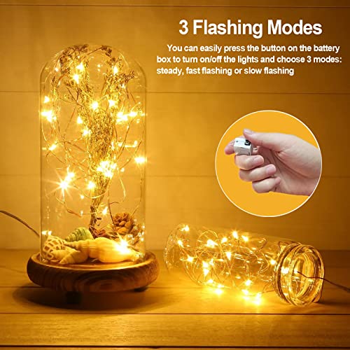 MUMUXI LED Fairy Lights Battery Operated String Lights [20 Pack], 7.2ft 20 Mini LED Lights Battery Powered White Twinkle Lights | Waterproof Copper Wire Lights Firefly Lights Mason Jars, Warm White