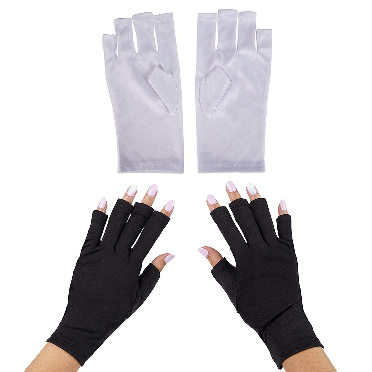 Fingerless UV Light Gloves for Gel Manicures, Sun Protection (2