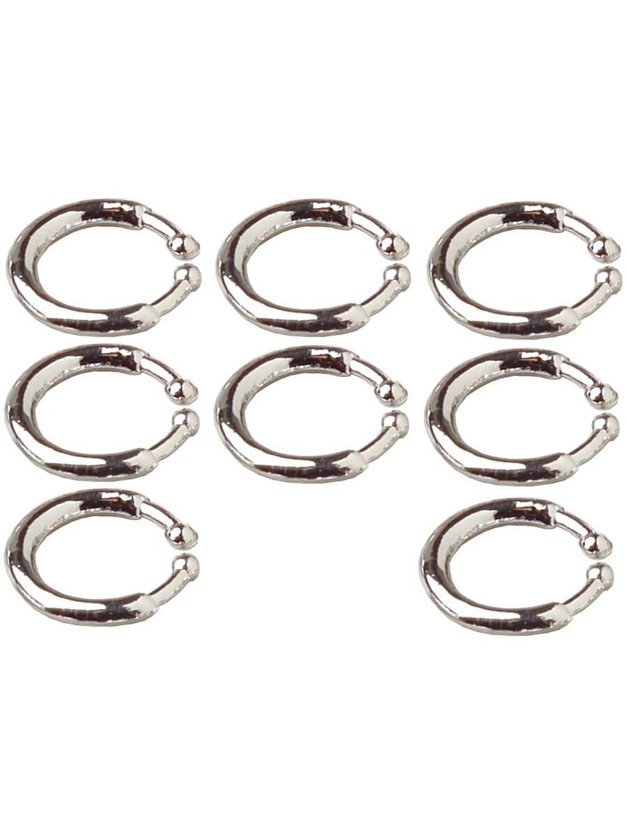 Set of 8 Fake Silver Clip-on Costume Earring Lip Rings Body Hoops