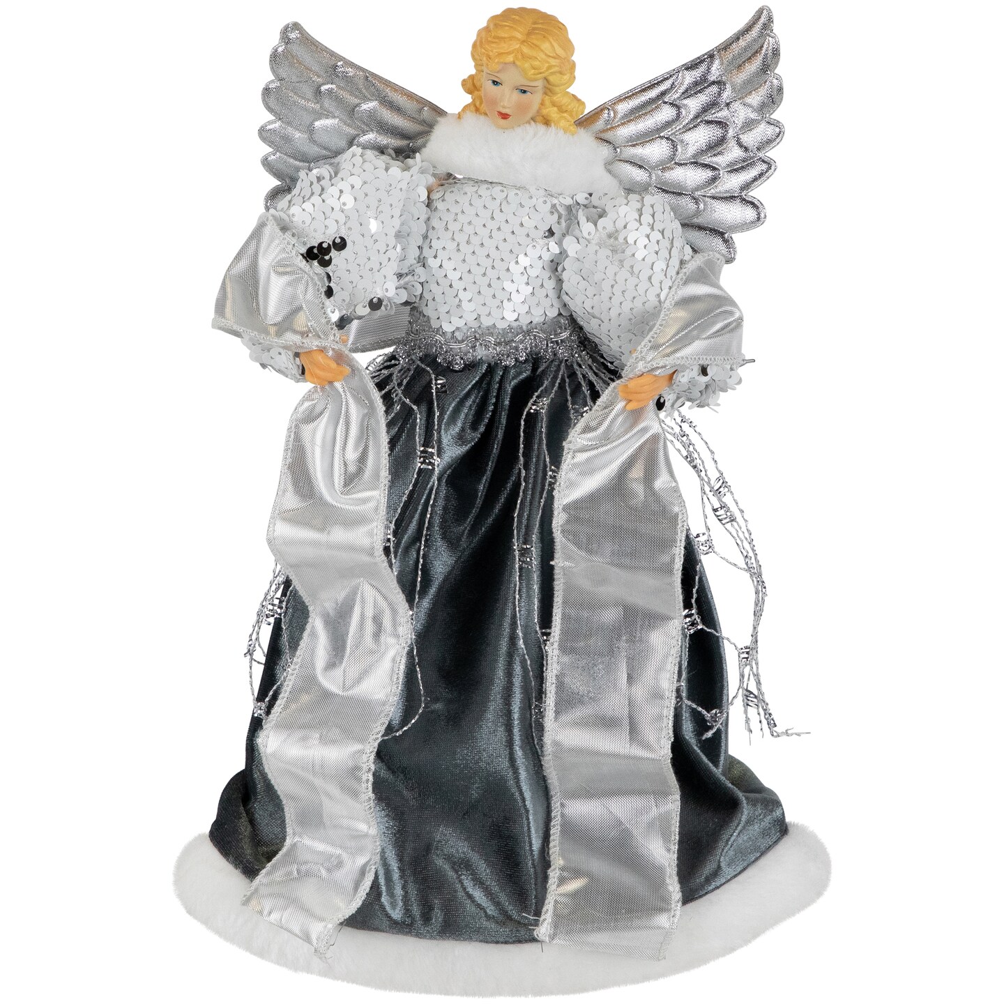 Northlight Sequined Angel with Wings Christmas Tree Topper Unlit - 12&#x22;