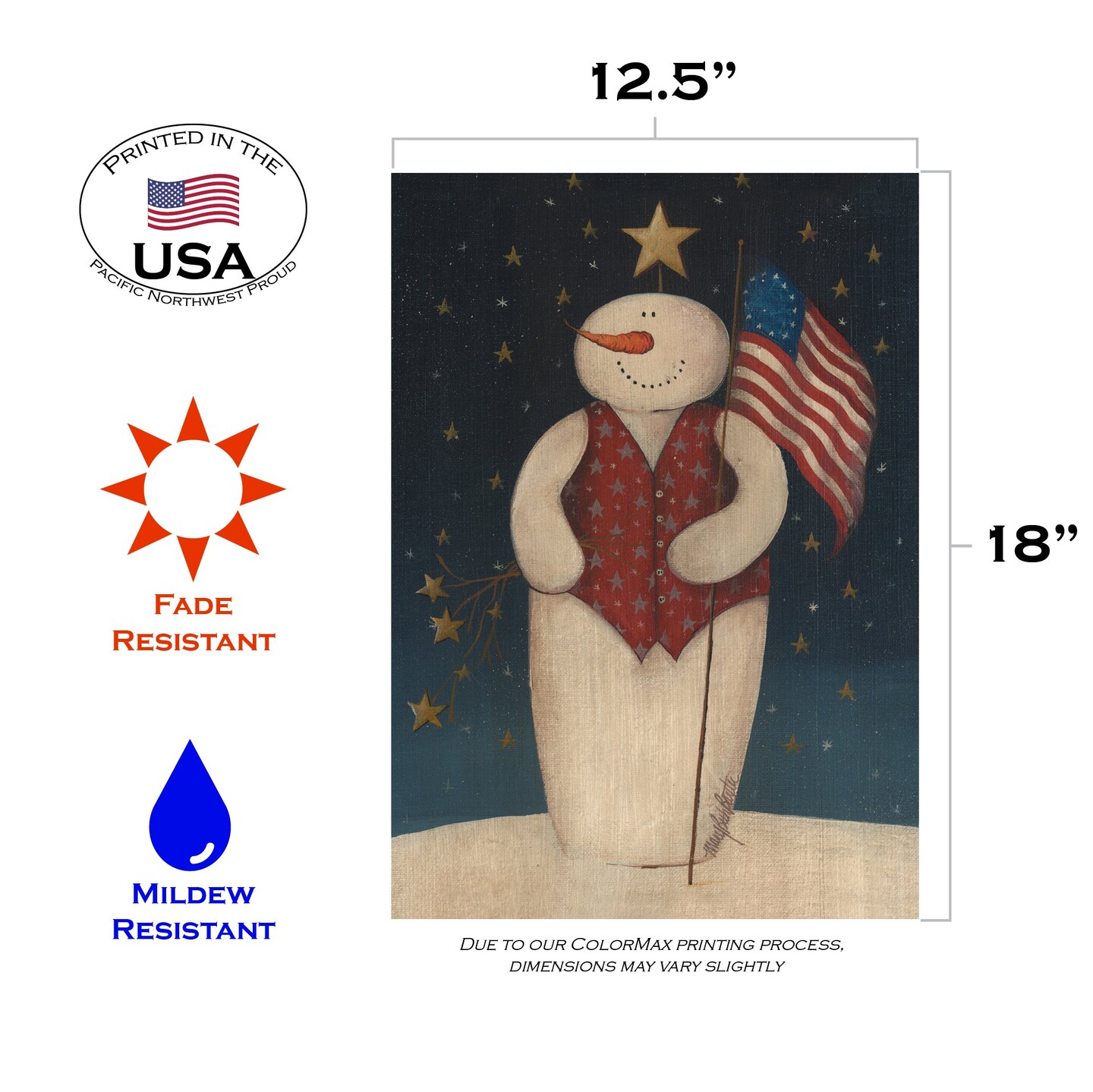 Flag Waving Snowman Decorative Winter Flag