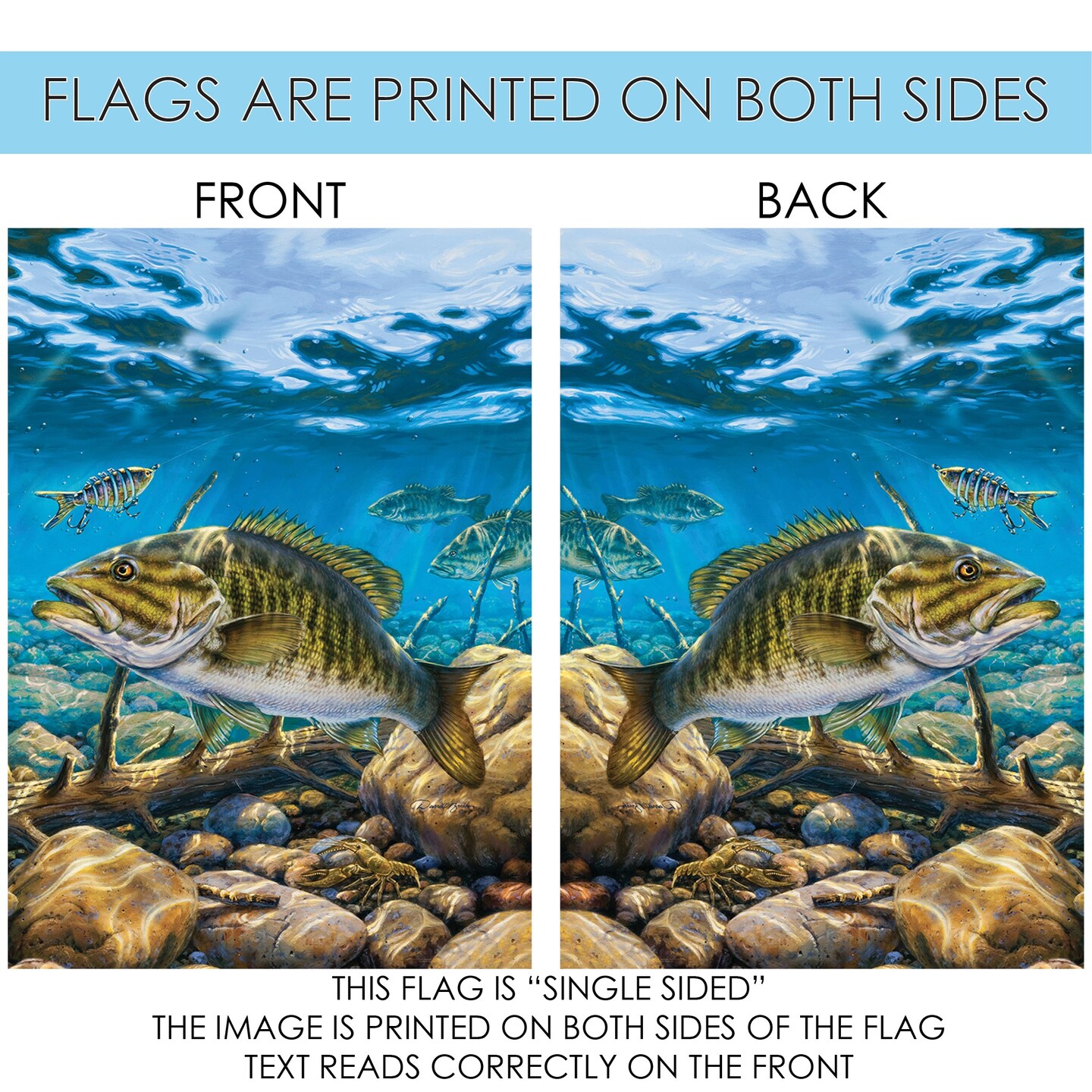 Smallmouth Bass Pond Decorative Fish Flag