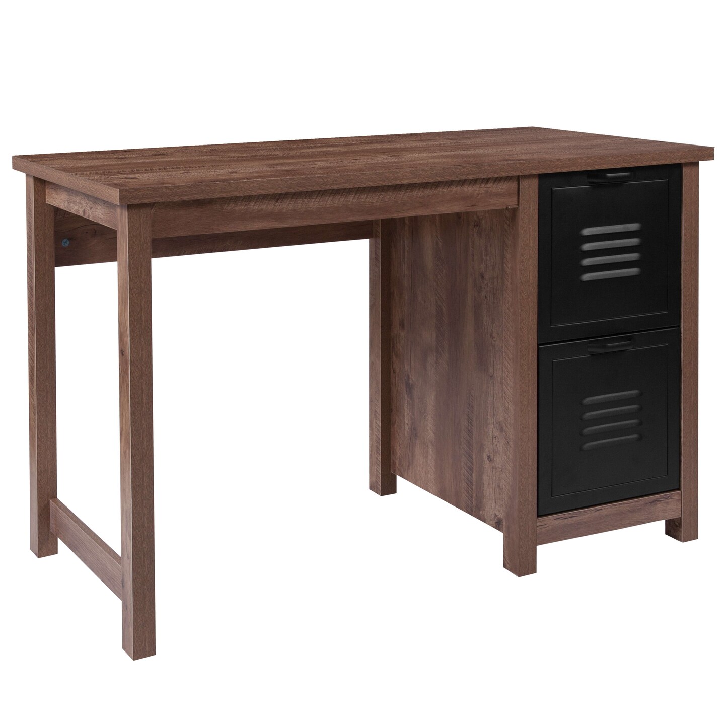 Emma and Oliver Wood Grain Finish Computer Desk with Metal Drawers