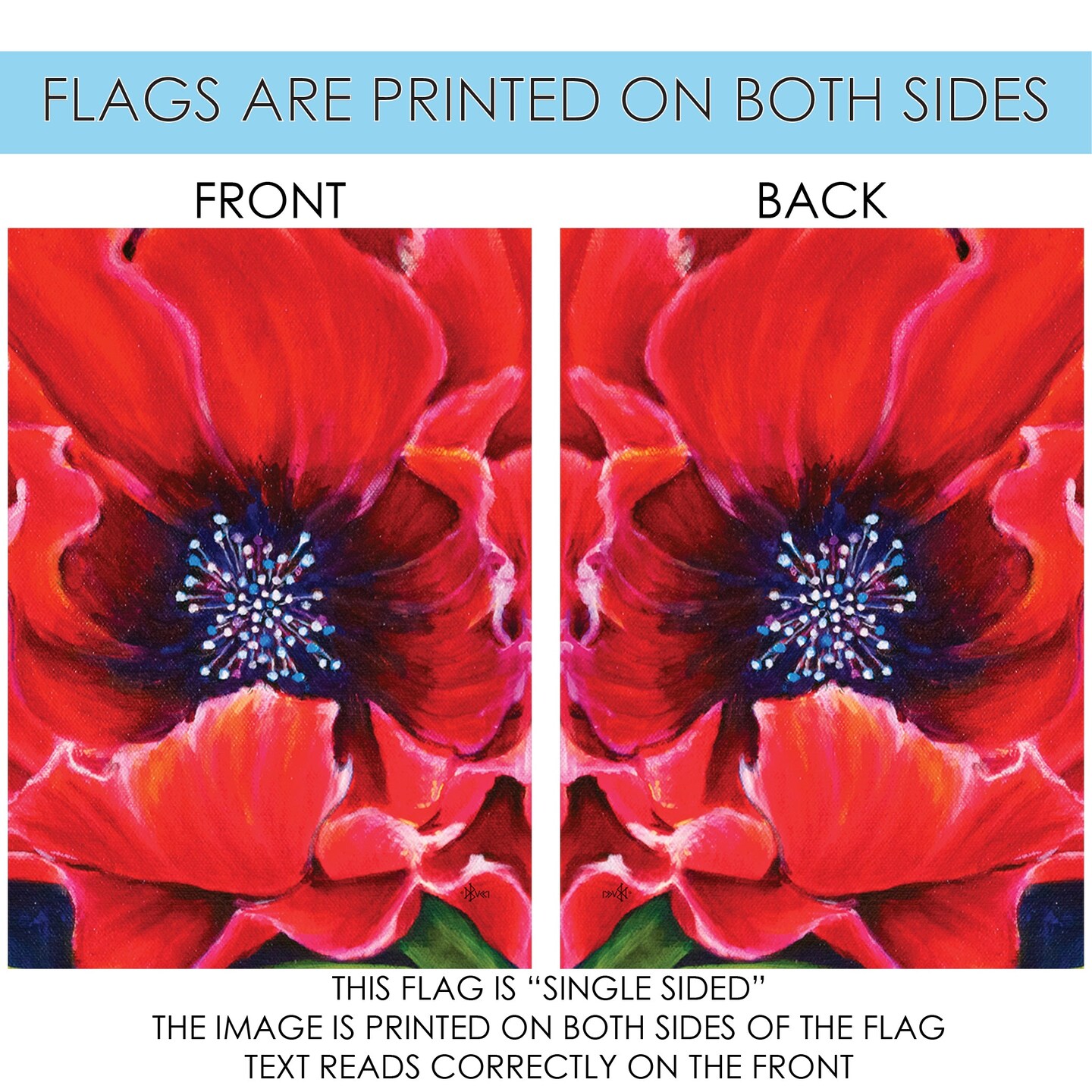 Painted Poppy Decorative Flower Flag