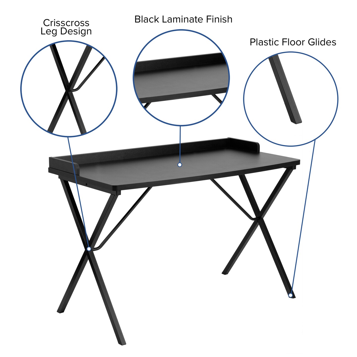 Emma and Oliver Computer Desk with Raised Back Border