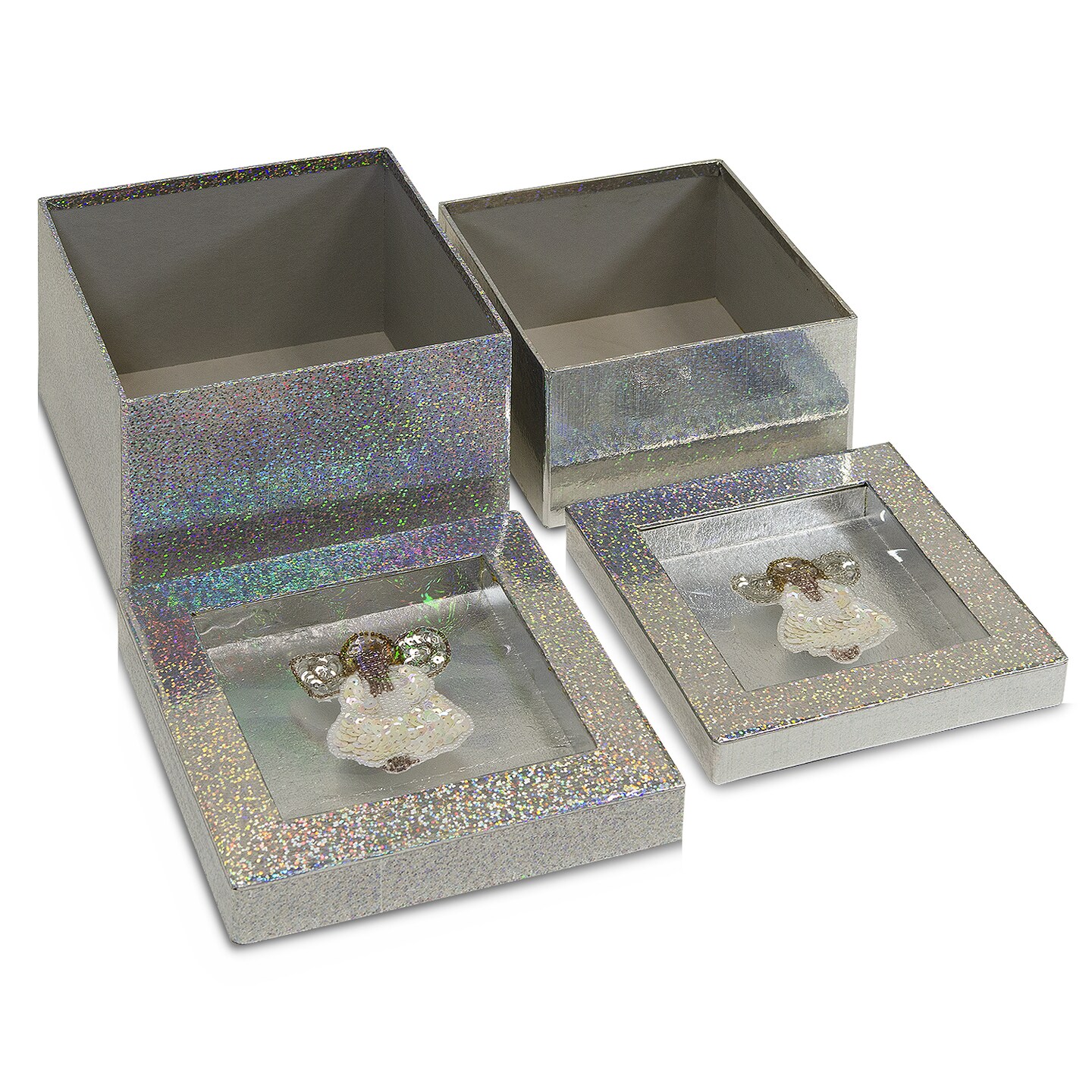 Hologram Gift Box Set with Decorative Angel Sequin Applique/Patch/ 2 Pc Set