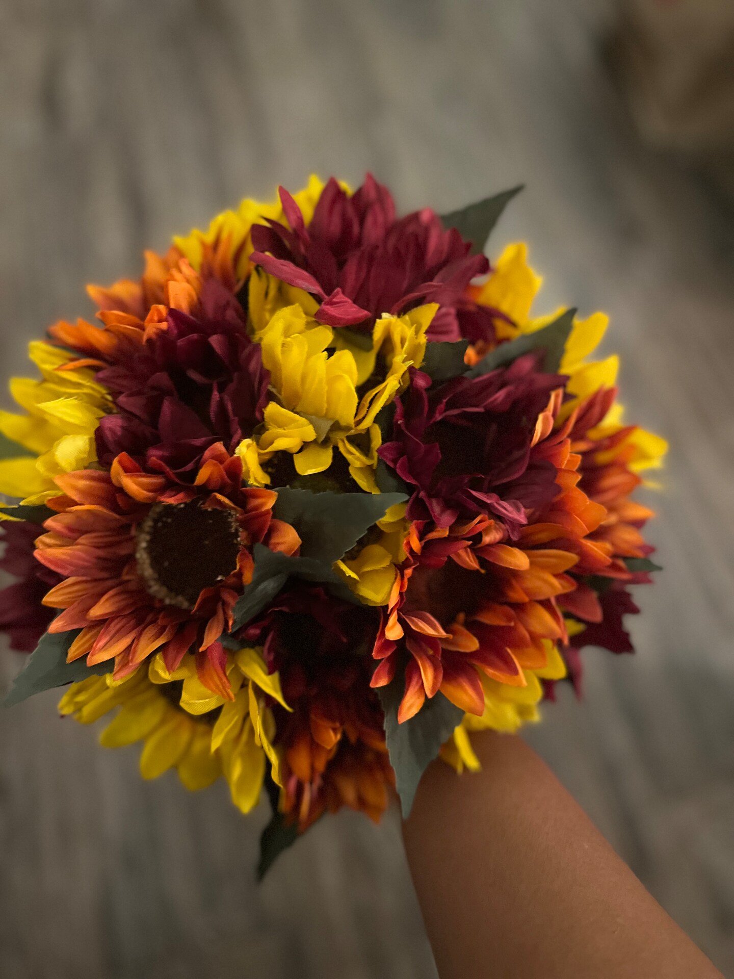 Autumn wedding bouquet sunflower bouquet orange burgundy sunflower bouquet WhenUwed product 5