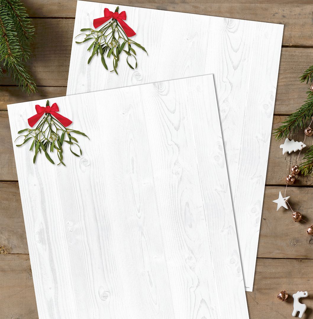 Great Papers! Barnwood Mistletoe Holiday Letterhead, Invitations, and Announcements, Printer Friendly 8.5&#x22; x 11&#x22;, 50PK