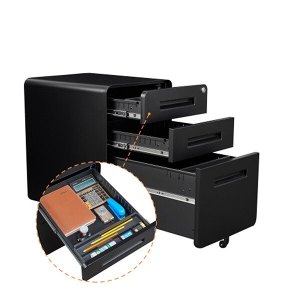 Mobile File Cabinet with Lock and Key | 3 Drawer Metal Storage Filing with Anti tilt Wheels for Home &#x26; Office