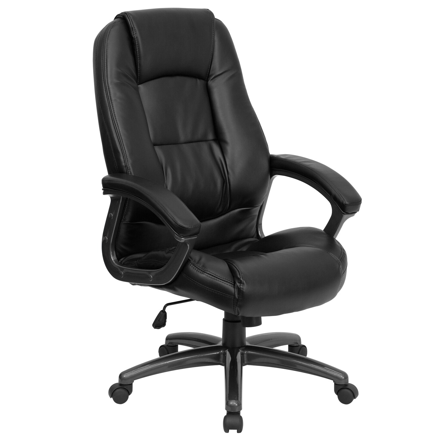Emma and Oliver High Back Leather Executive Swivel Ergonomic Office Chair with Deep Curved Lumbar and Arms