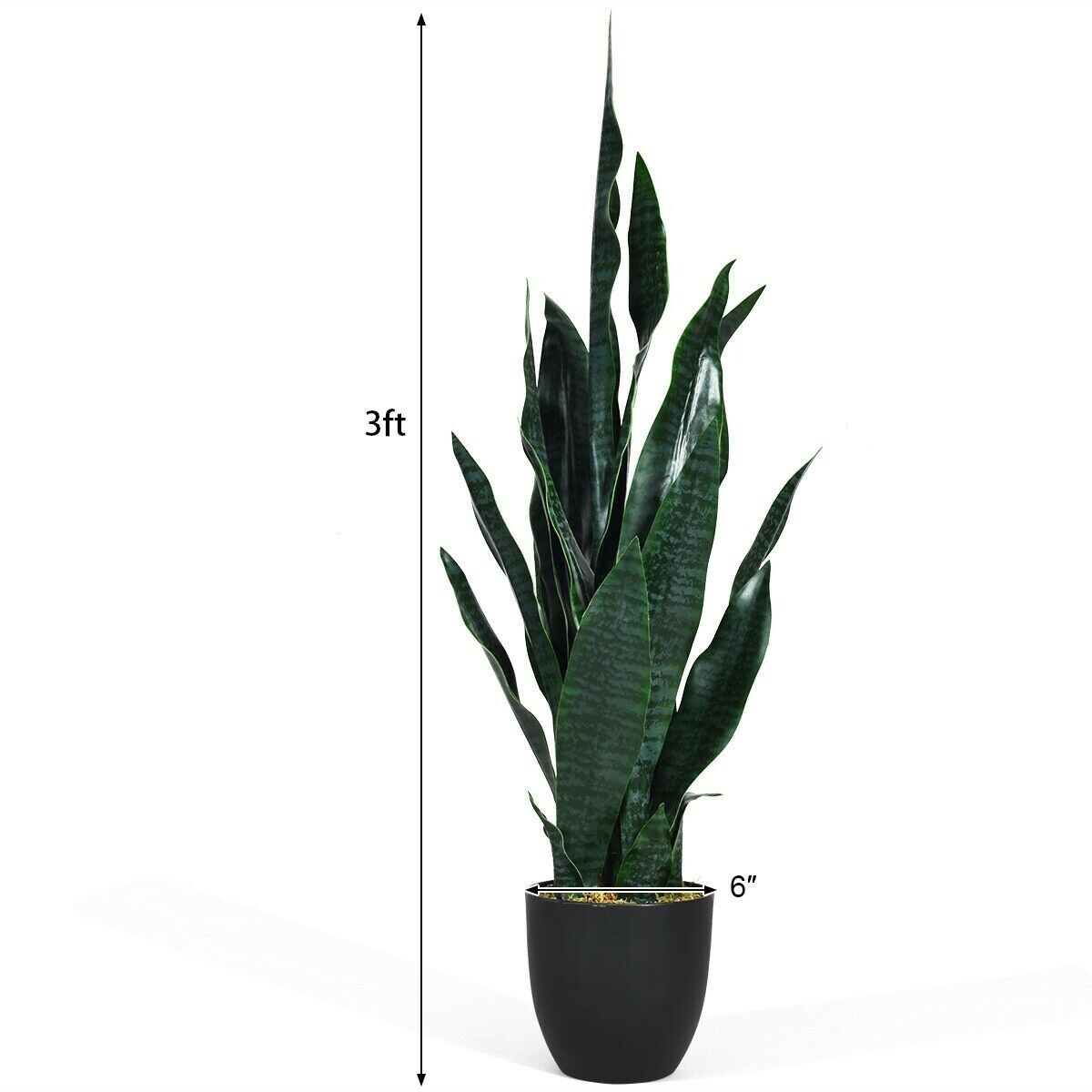 35.5 Inch Artificial Sansevieria Plant Lifelike Snake Plant with Pot for Living Room and Bedroom