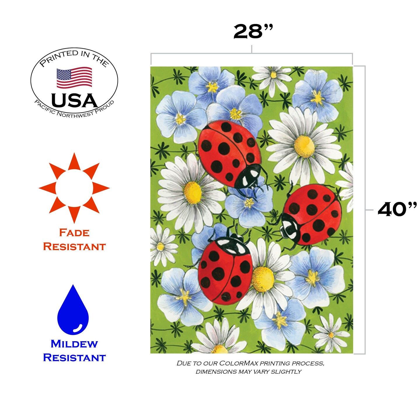 Flowers &#x26; Ladybugs Decorative Ladybug Flag
