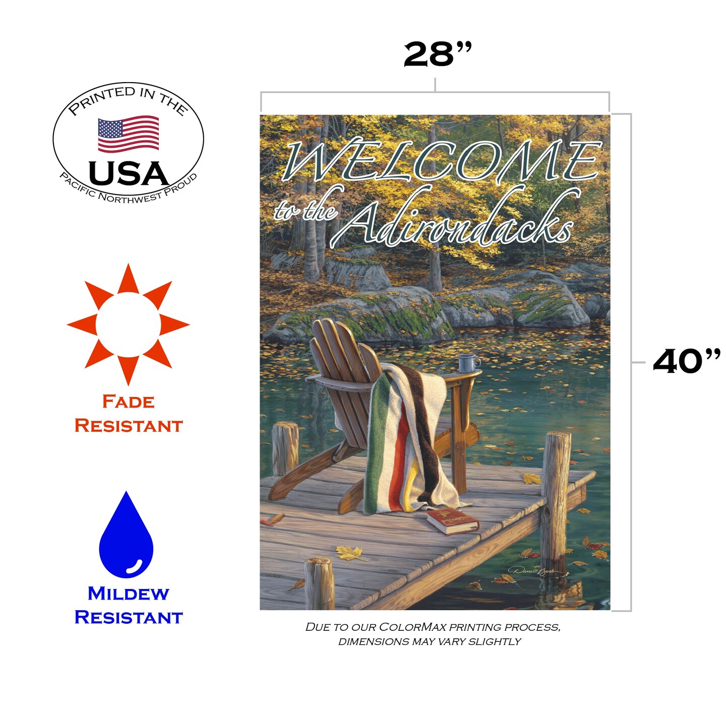 Adirondack at the Pond-Welcome to the Adirondacks Decorative Adirondack Flag