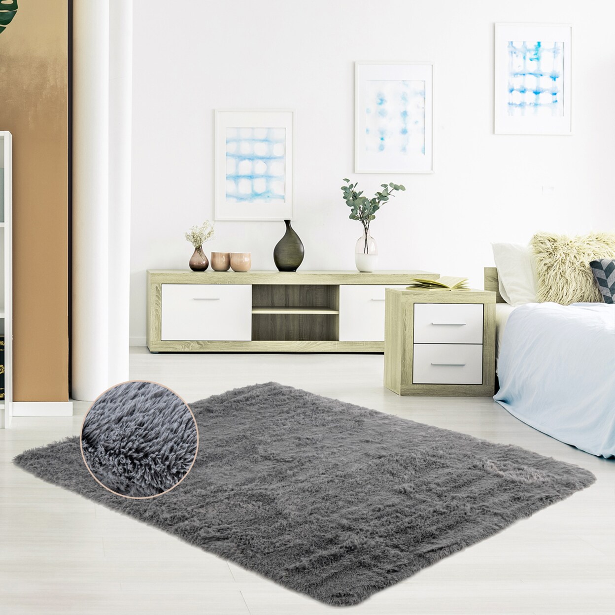 4 X 6 Ft Faux Faux Soft Shag Area Rug Fluffy Throw Carpet Non-Slip Home