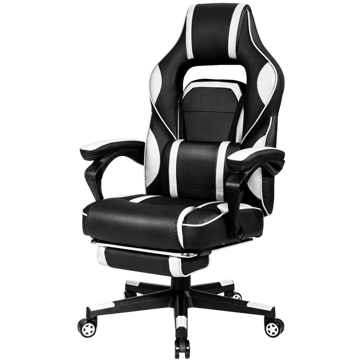 Massage Gaming Chair Recliner Racing Chair W/ Retractable Footrest Home