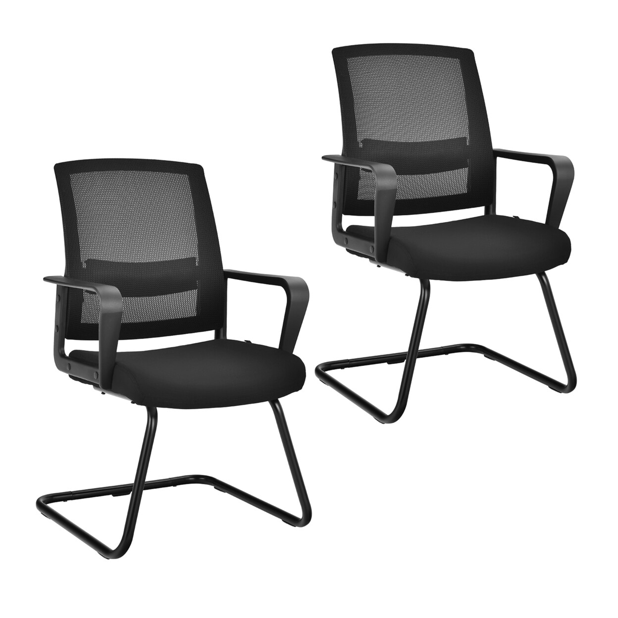 Gymax Set of 2 Conference Chairs Mesh Reception Office Guest
