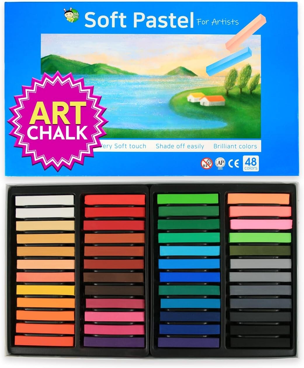 Soft Chalk Pastels 64 Colors + 2Pcs Non Toxic Art Supplies Drawing Media  New