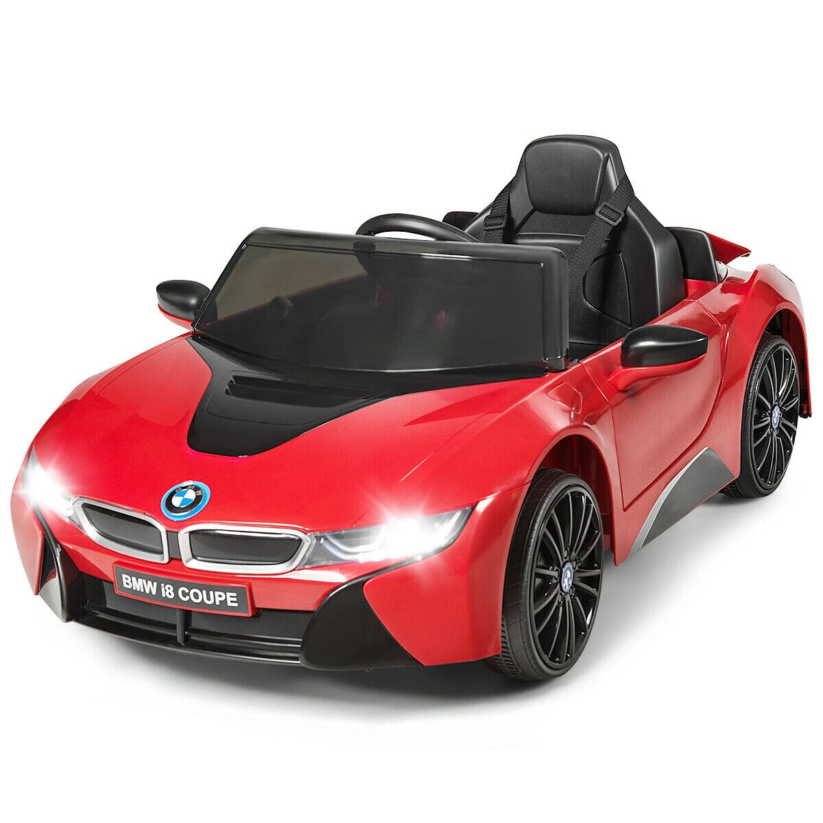 Gymax 12V Licensed Electric Kids Ride on Car BMW I8 w MP3 Remote Control Black White Red Michaels