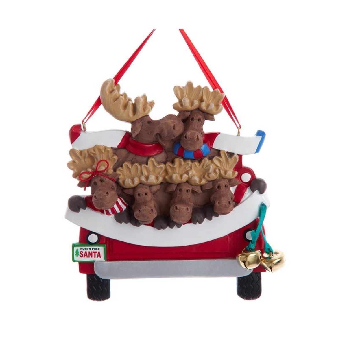 KSA Set of 6 Moose Family in Car Christmas Ornaments 5&#x22;