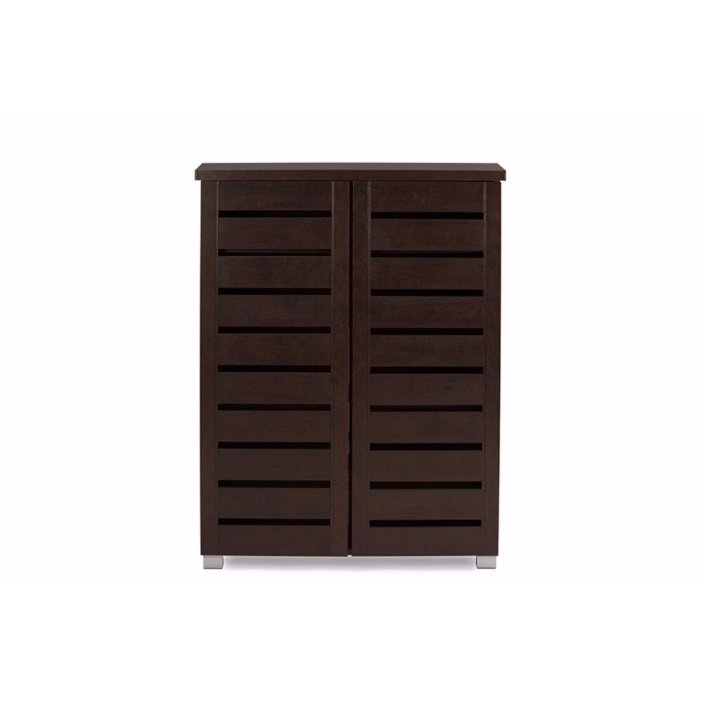 Baxton Studio Adalwin Modern and 2 Door Dark Brown Wooden Entryway Shoes Storage Cabinet