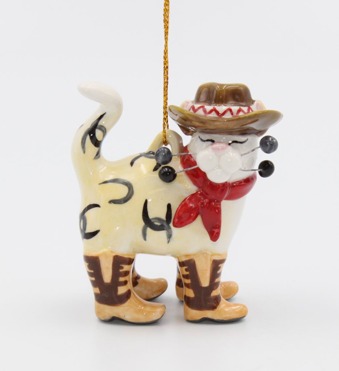 Ceramic Cowboy Cat Ornament, Home Décor, Gift for Her, Gift for Mom, Gift for Cowboy, Cowgirl, Cat Lovers Gift, Pet Loss Gift