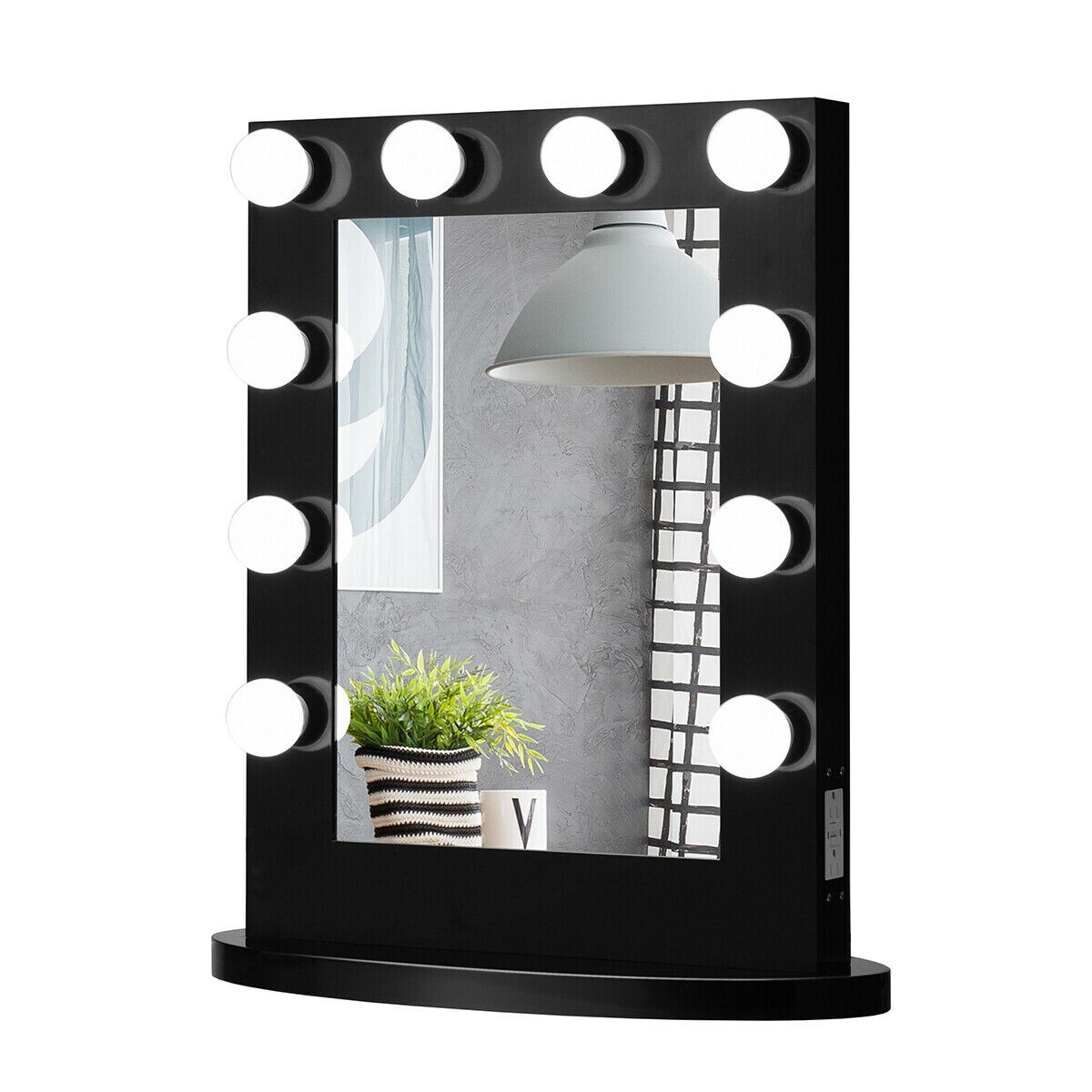 Wall Mounted Vanity Mirror Hollywood Makeup Dimmer Light Black
