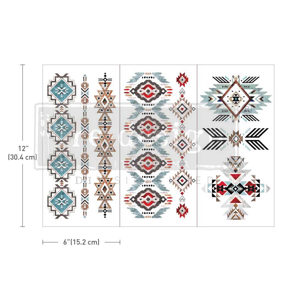 Something Tribal - Small Transfers 6&#x22;x12&#x22; 3 sheets Rub on Transfers for Furniture Vintage Rub on Transfers Stickers for Crafts Classic Spring Summer Autumn Decoration Transfers