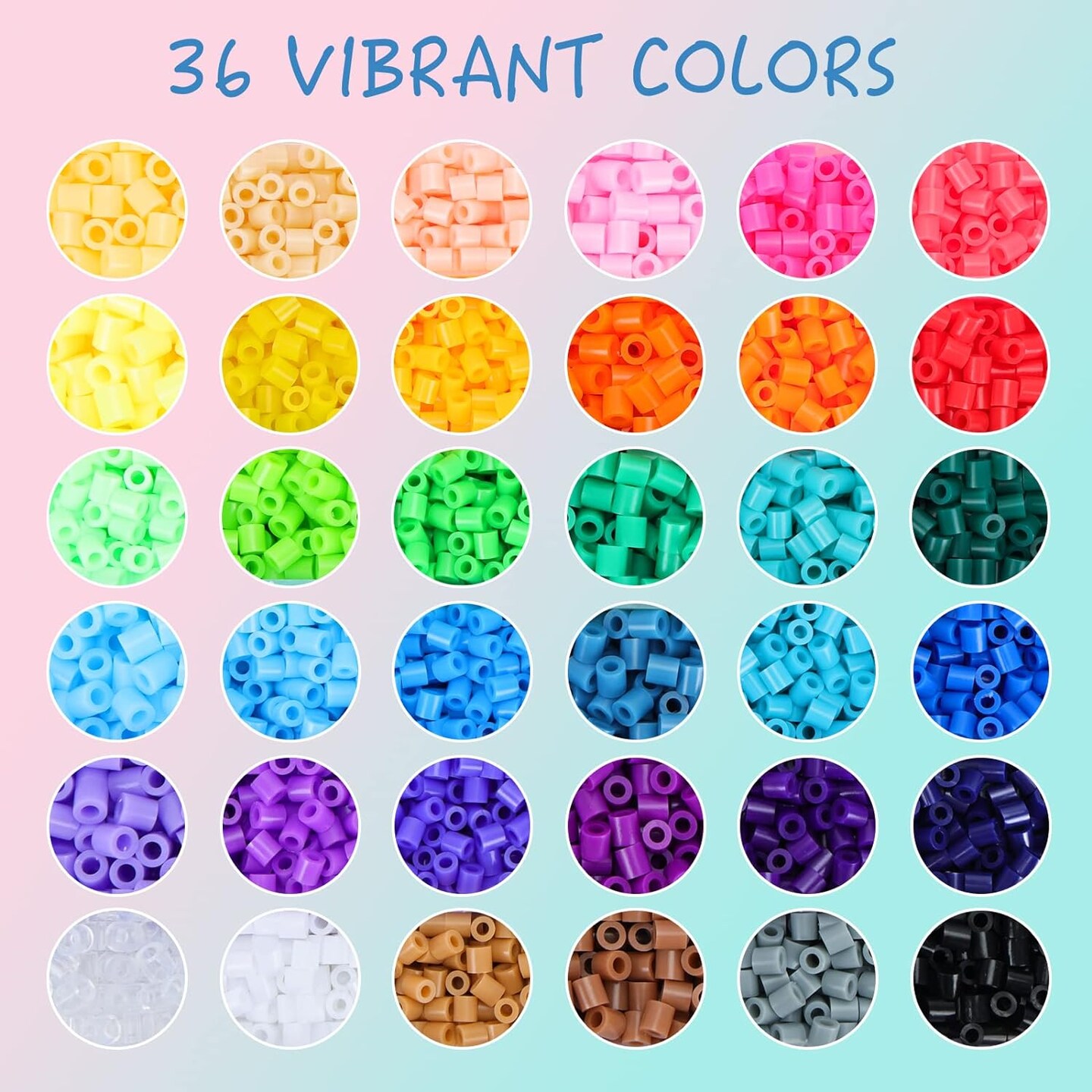 11800pcs Fuse Beads Craft Kit, 36 Colors 5mm Beads, Melting Beads Set for Girls, Including Pegboards, Ironing Paper, Tweezers, Great Gift for Birthday