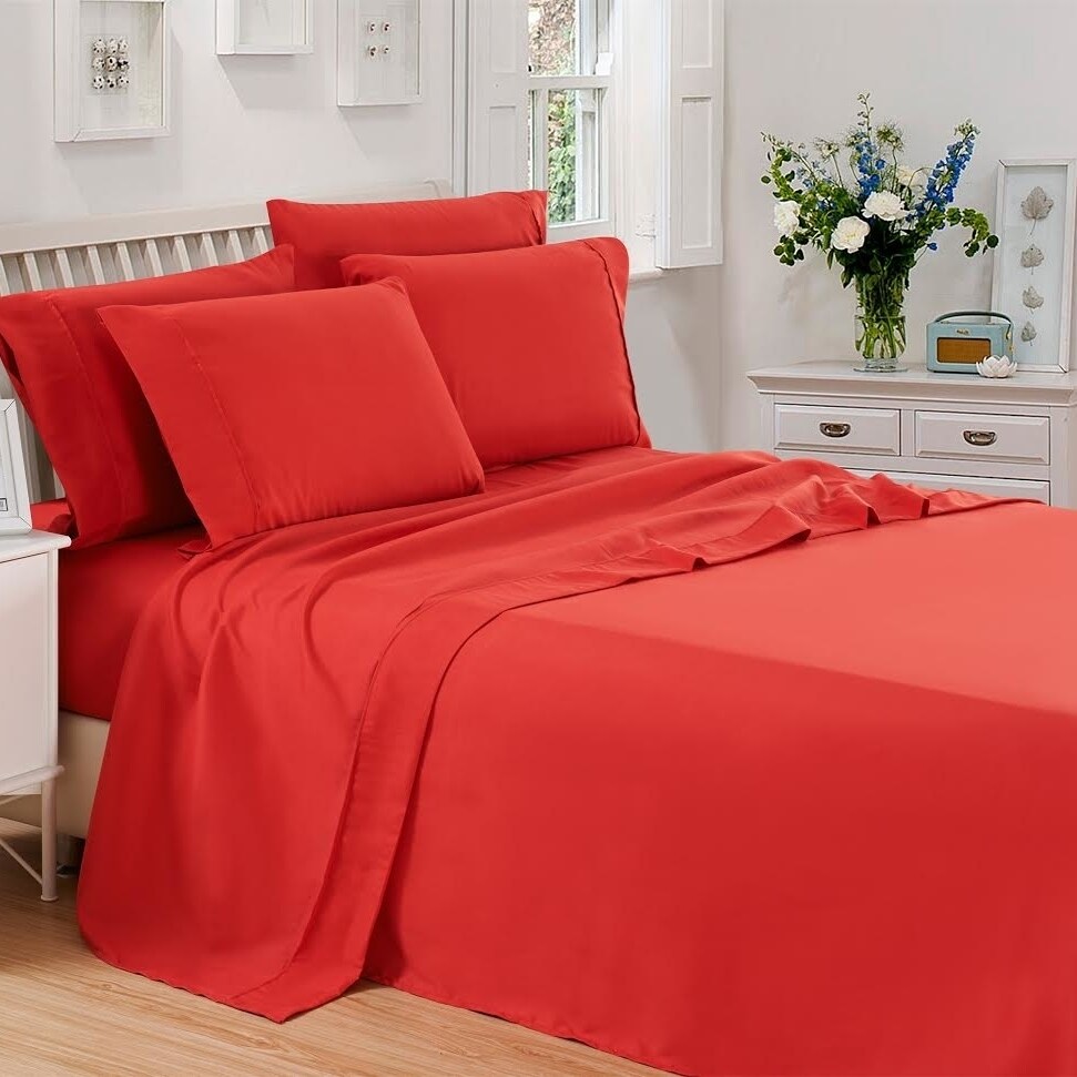 Lux Decor Collection   6-Piece Bed Sheet Set Premium Brushed Microfiber Anti-Wrinkle Deep Pockets Bedding Sheets