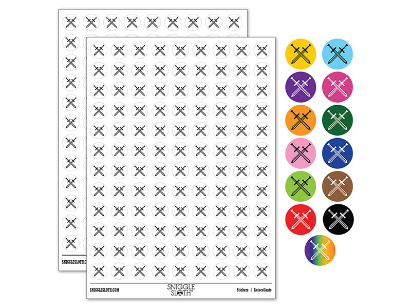 Crossed Swords Battle Icon 200+ 0.50&#x22; Round Stickers