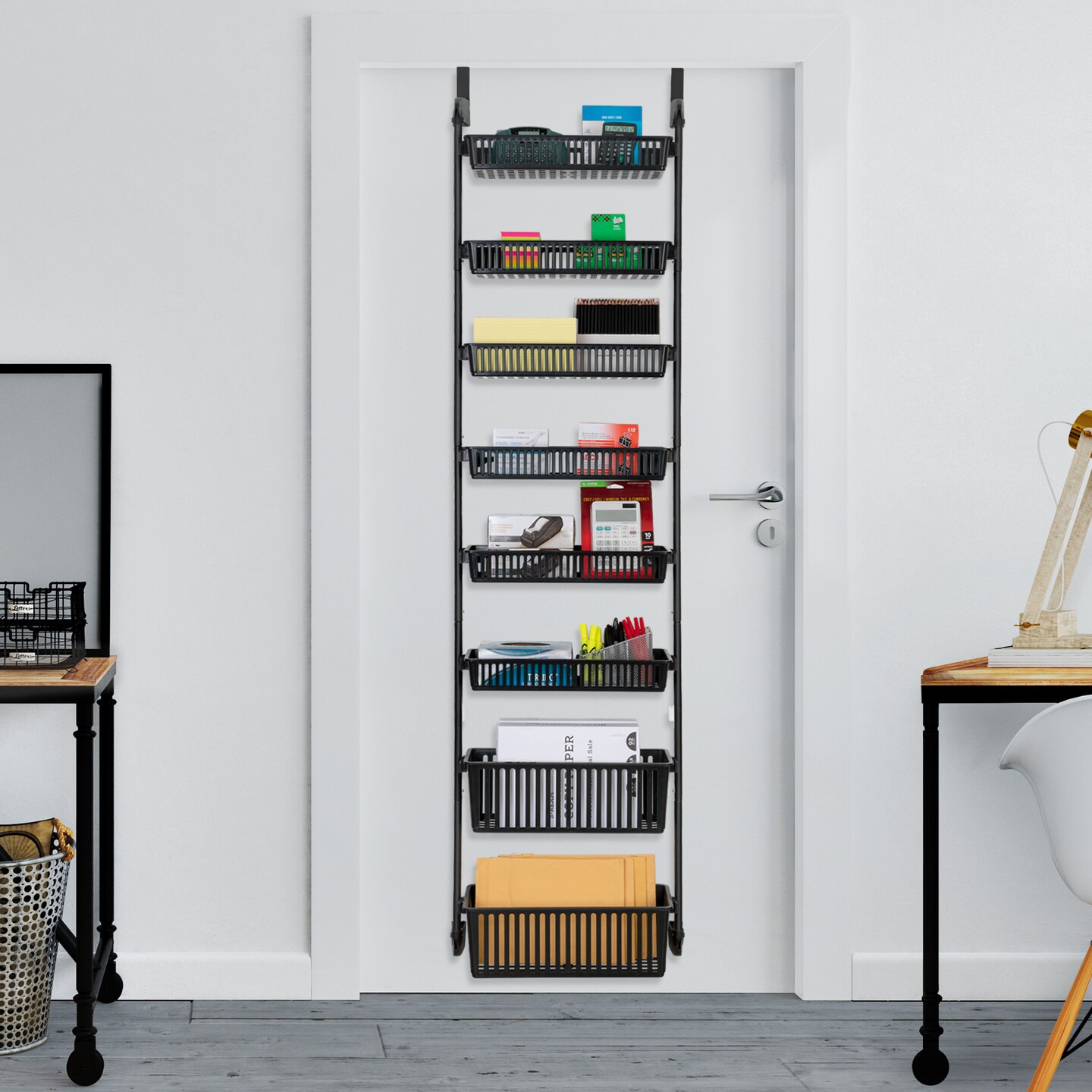 Smart Design 8-Tier Over-The-Door Hanging Pantry Organizer - All Black