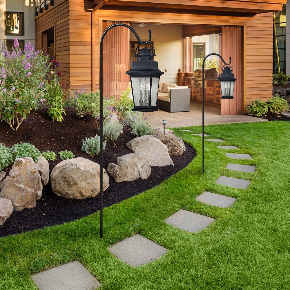 Sorbus Set of 6 Shepherds Hooks for Outdoor - Extendable Garden Stakes for Plants, Lights, Lanterns, Flower Baskets, and More