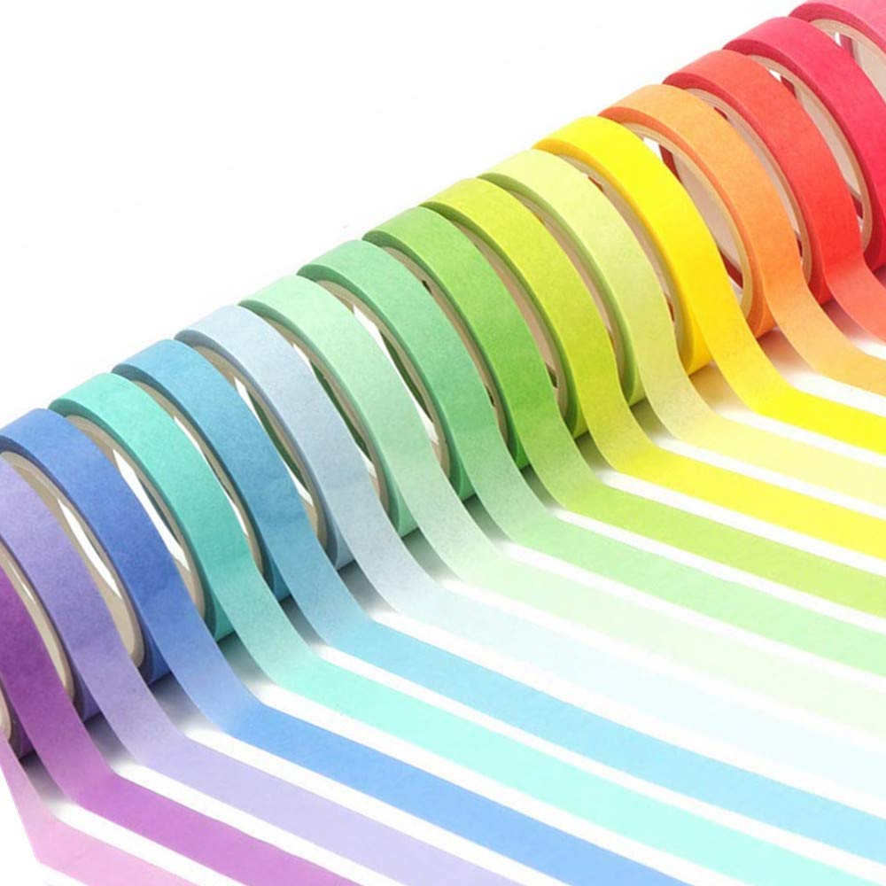 20 Rolls Washi Tape Set Colored Masking Tape Pack Decorative Thin Tapes Children and Gifts Warpping (7.5MM)