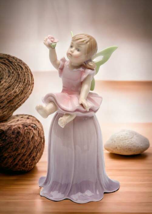 Ceramic Fairy on Flower Bell, Home D&#xE9;cor, Gift for Her, Gift for Mom, Gift for Daughter, Nature Lover Gift, Vintage Decor