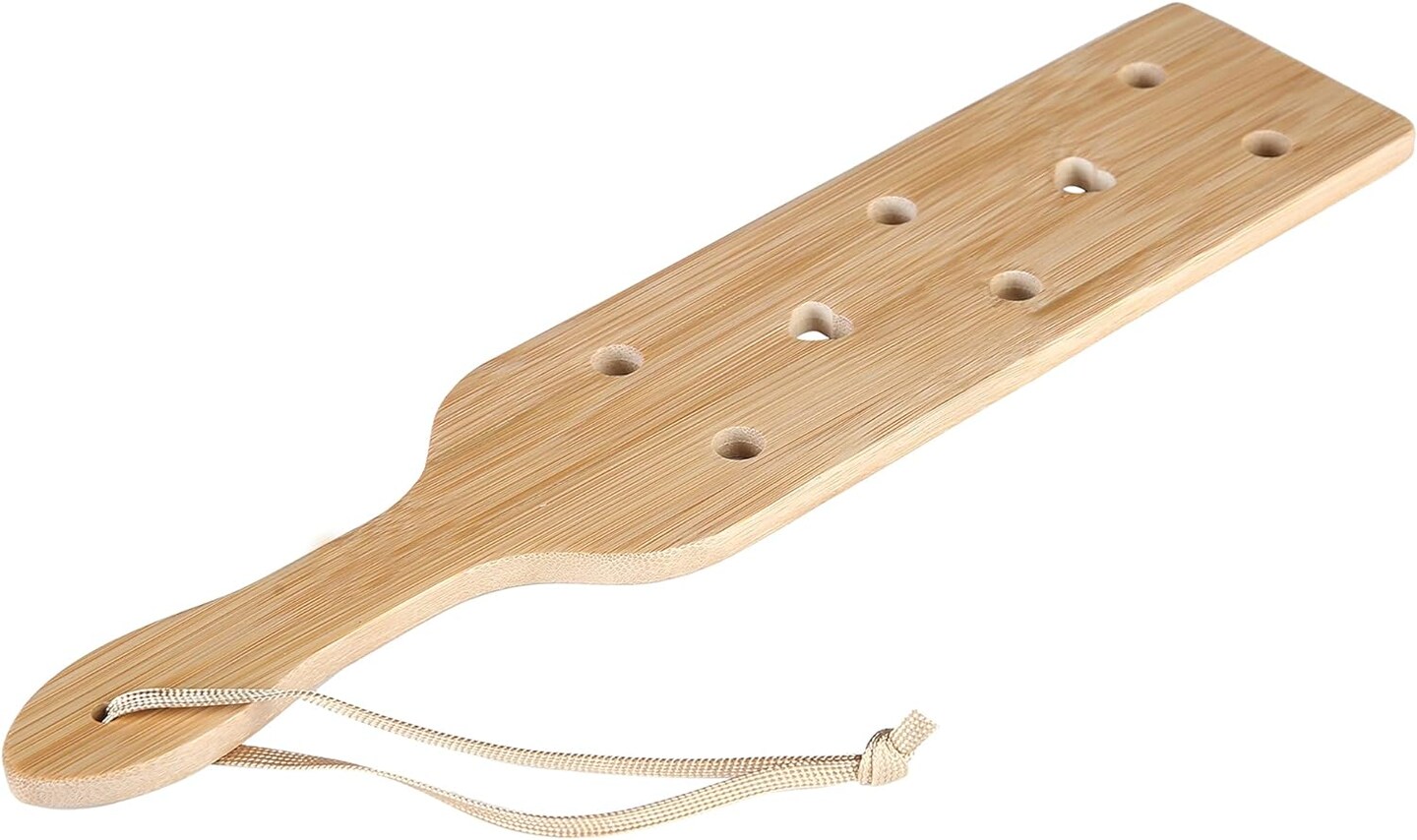 Bamboo Wood Paddle Lightweight Wooden Paddle with Airflow Holes, 13.3 Inch