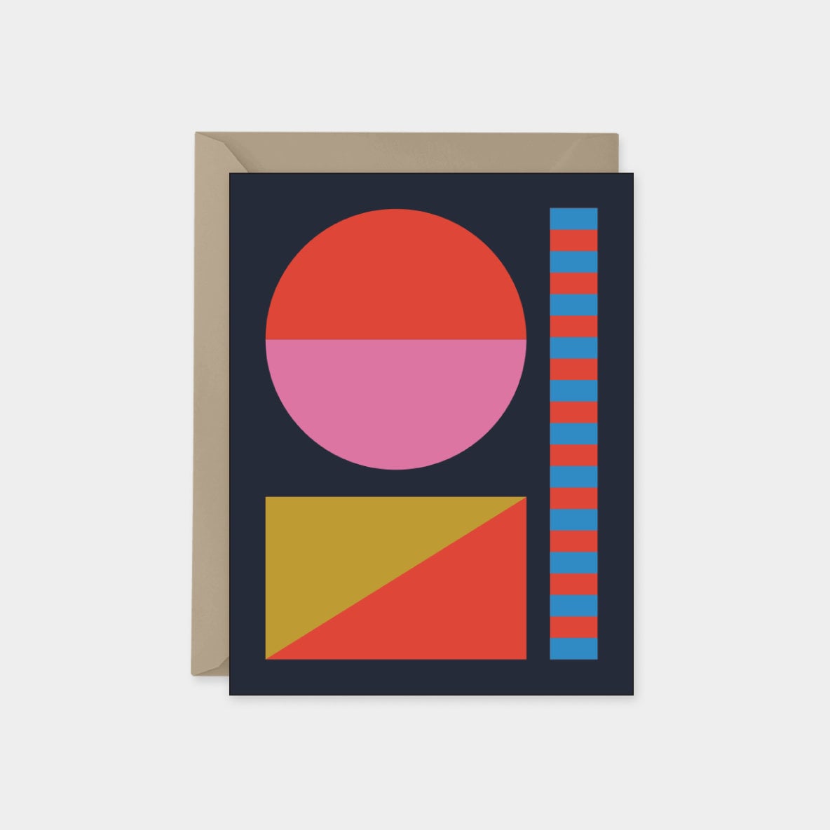 Blue &#x26; Gold Geo Card, Modern Blank Card,