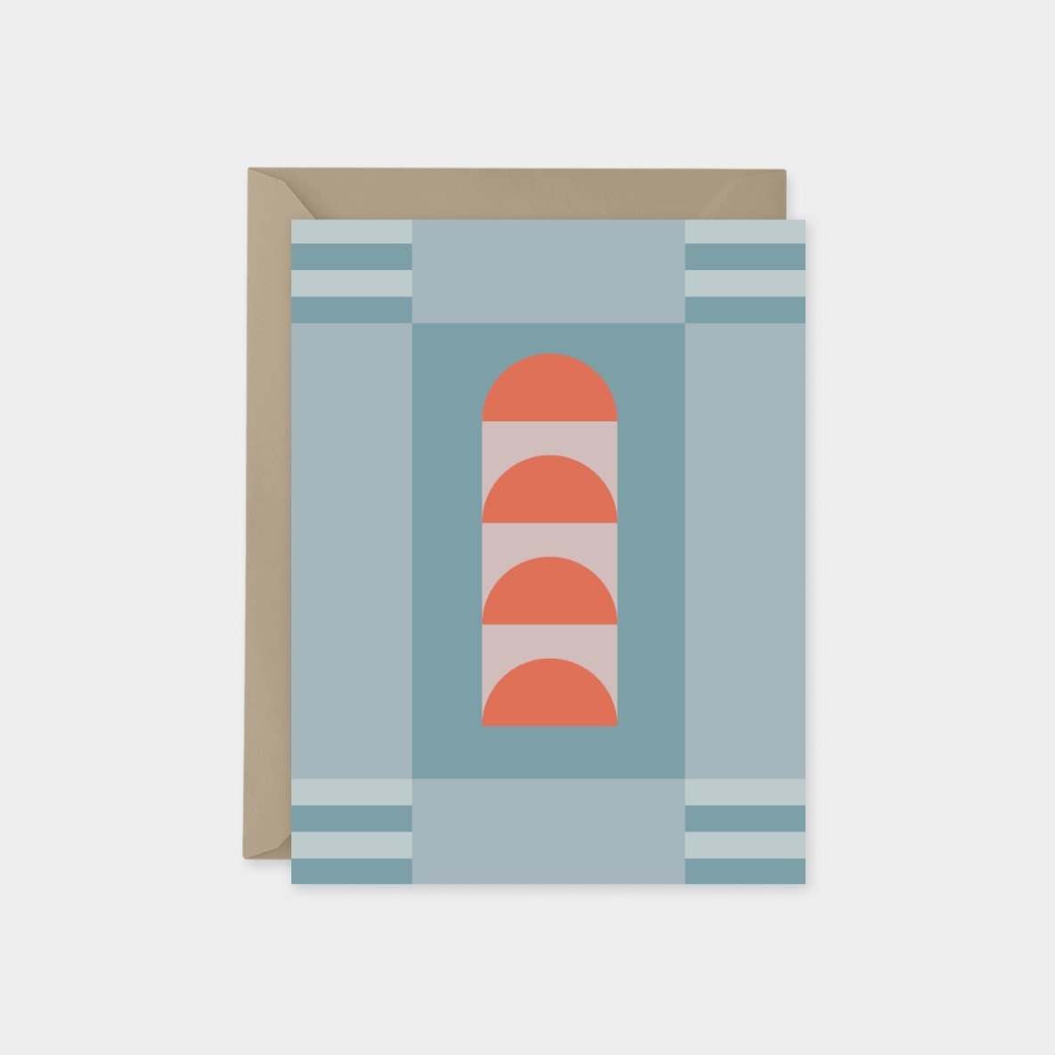 Blue &#x26; Coral Geo Card, Modern Blank