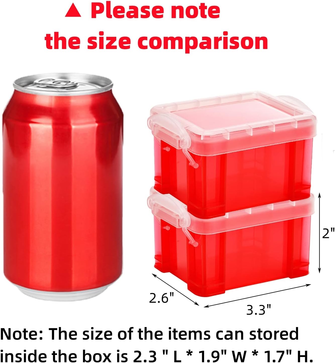 24 Pack Mini Plastic Storage Bins with Lid, 3.3"×2.6"×2" Clear Latch Small Storage Box, Stackable Organizer Container for Crafts, Jewelry Beads, Office Supplies, 8 Colors