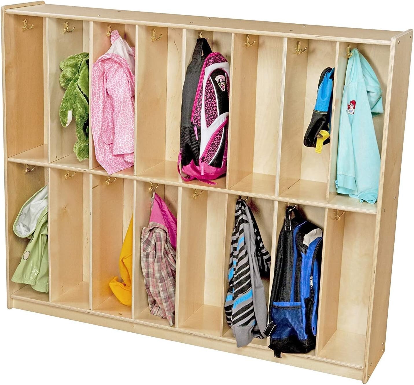16-Section Classroom Coat Locker Backpack Hanger, Daycare Cubby