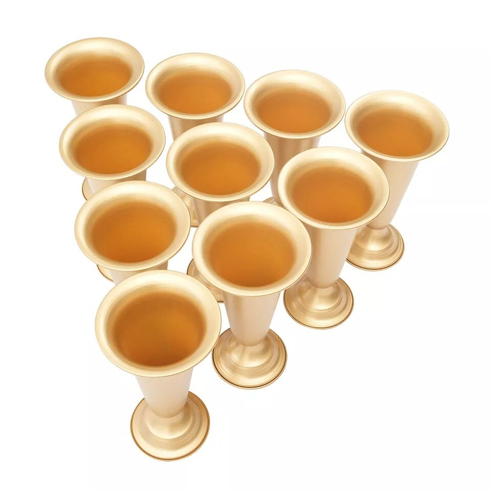 10 Pcs Tabletop Metal Wedding Flower Trumpet Vase ,Table Decorative Centerpiece