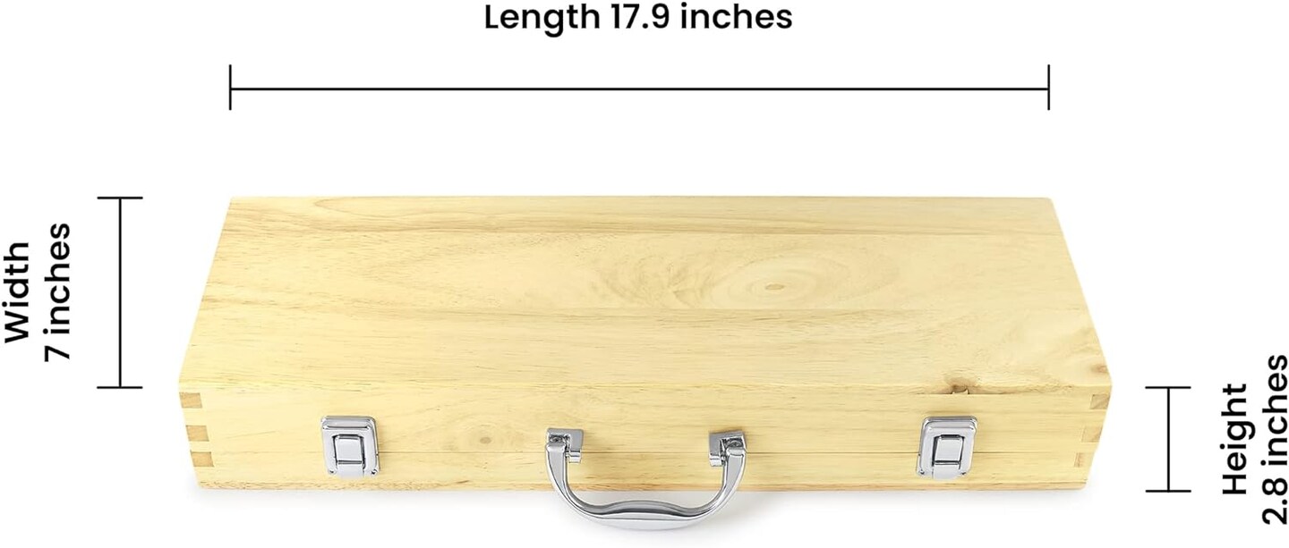 Makerflo 11 Pcs BBQ Grill Accessories Set Barbecue Maple Wood Toolbox Stainless Steel Grill Utensils | Camping Grilling Rust Free Kit Ideal for Craft- Laser Engraving Epoxy, UV DTF, Vinyl - Case of 6